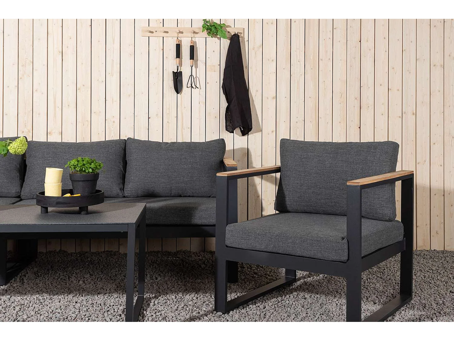 Salon d'Angle de Jardin en Métal "Texas" 268cm Noir