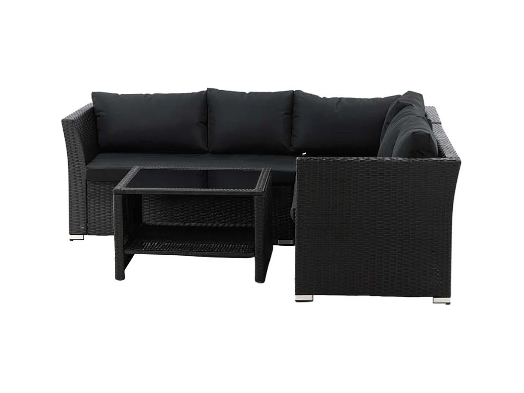 Haiti Lounge-Set 4 Teile schwarz.