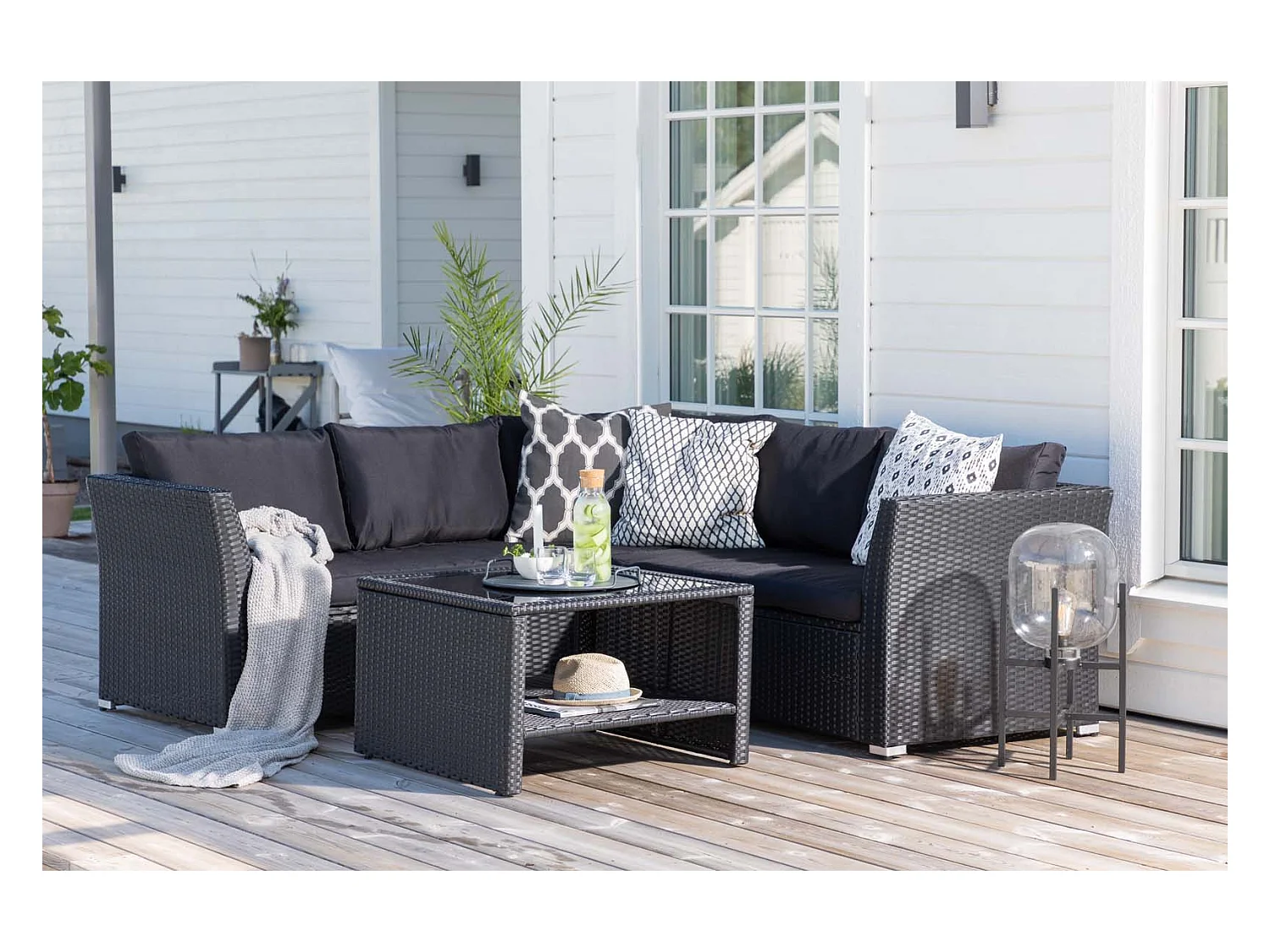 Haiti Lounge-Set 4 Teile schwarz.