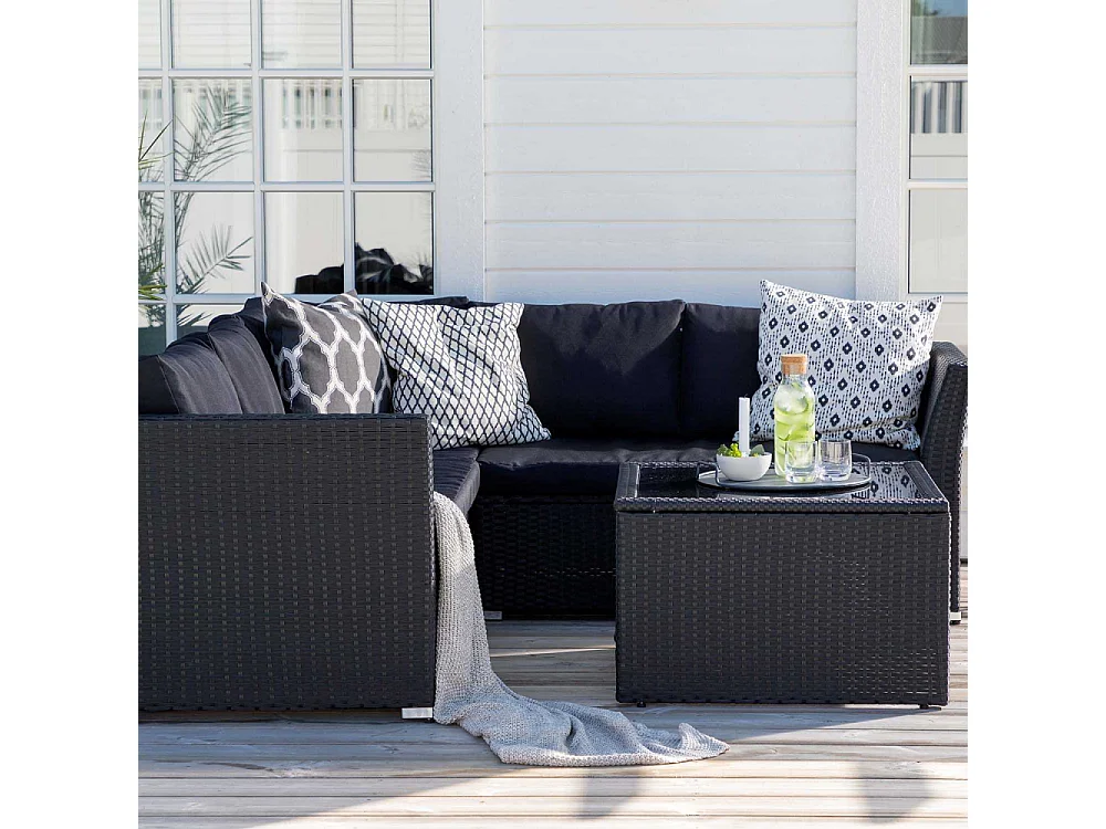 Haiti Lounge-Set 4 Teile schwarz.