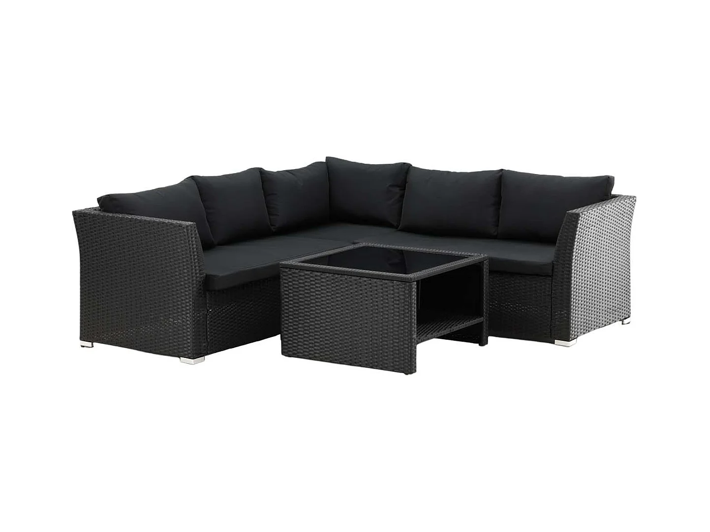 Salon d'Angle de Jardin "Haiti" 194cm Noir