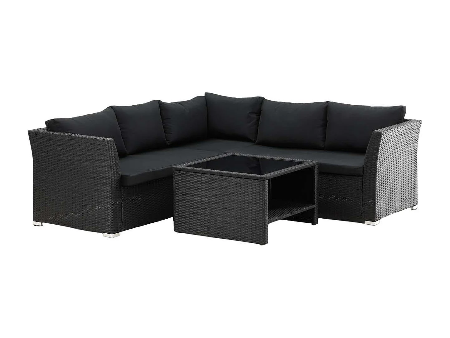 Salon d'Angle de Jardin "Haiti" 194cm Noir