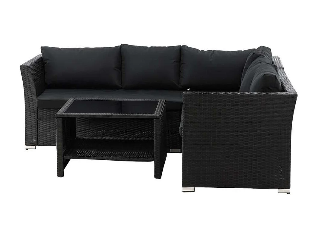 Salon d'Angle de Jardin "Haiti" 194cm Noir