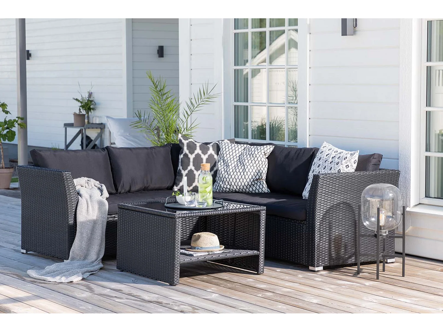 Salon d'Angle de Jardin "Haiti" 194cm Noir