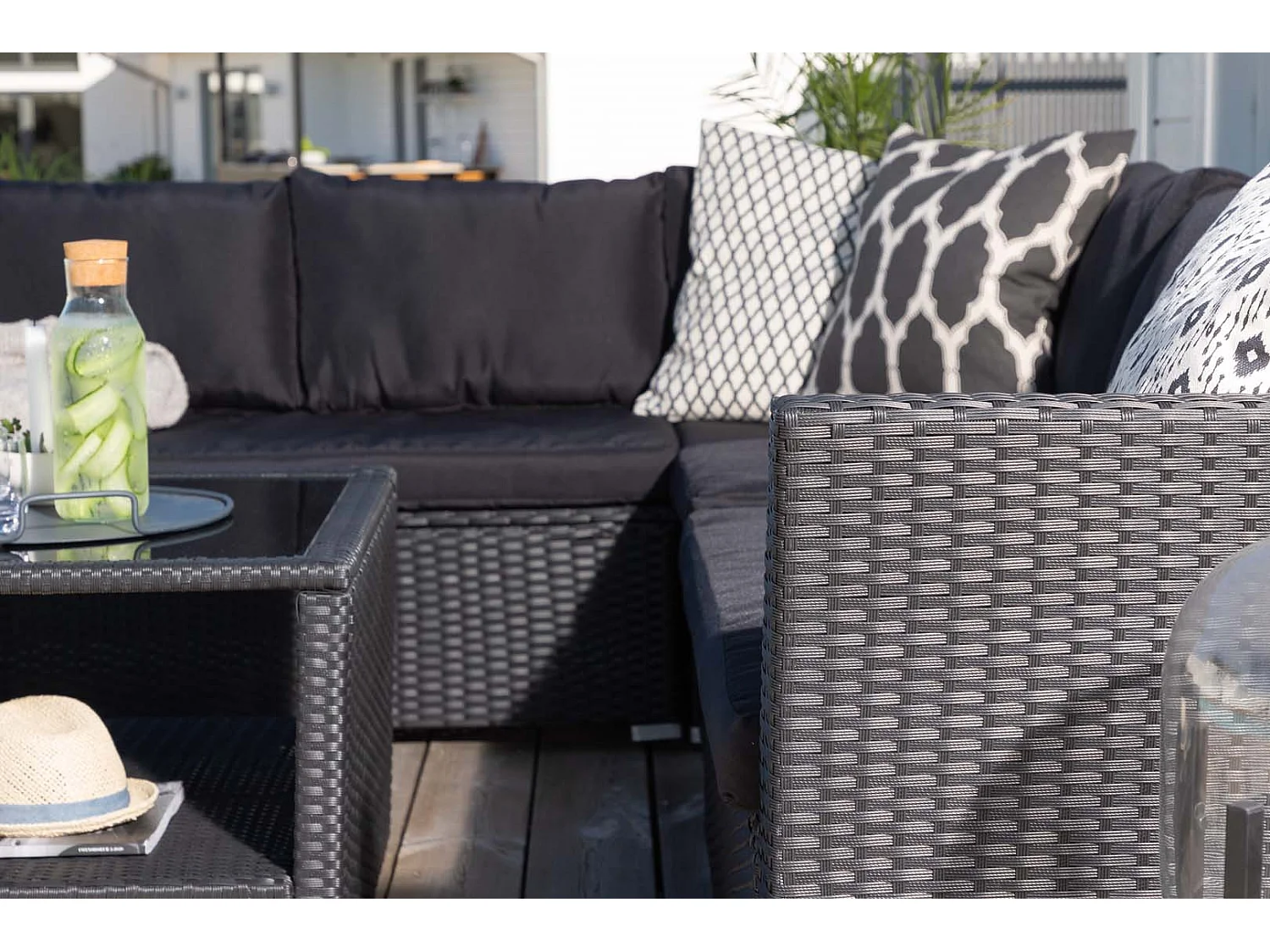 Salon d'Angle de Jardin "Haiti" 194cm Noir