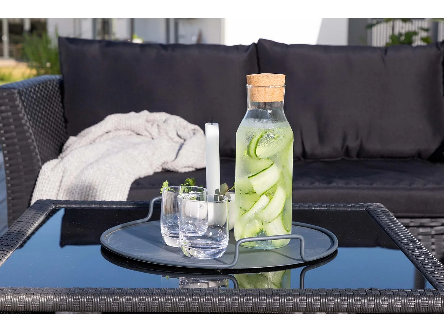 Salon d'Angle de Jardin "Haiti" 194cm Noir