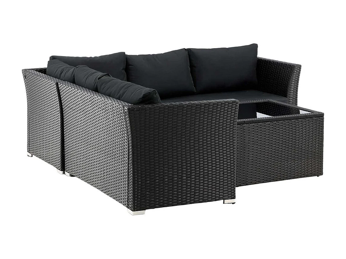 Salon d'Angle de Jardin "Haiti" 194cm Noir