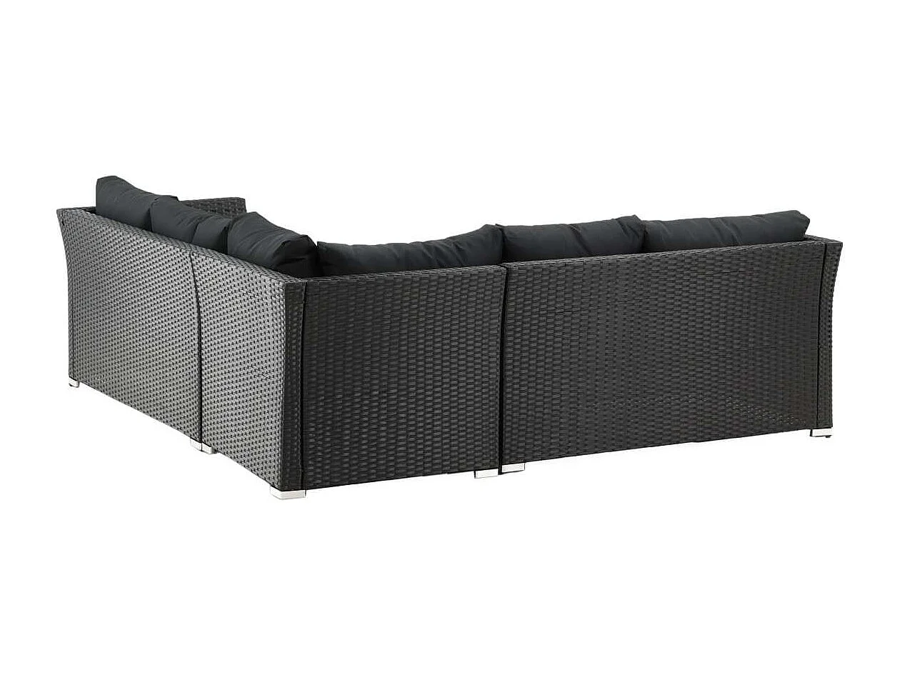 Salon d'Angle de Jardin "Haiti" 194cm Noir