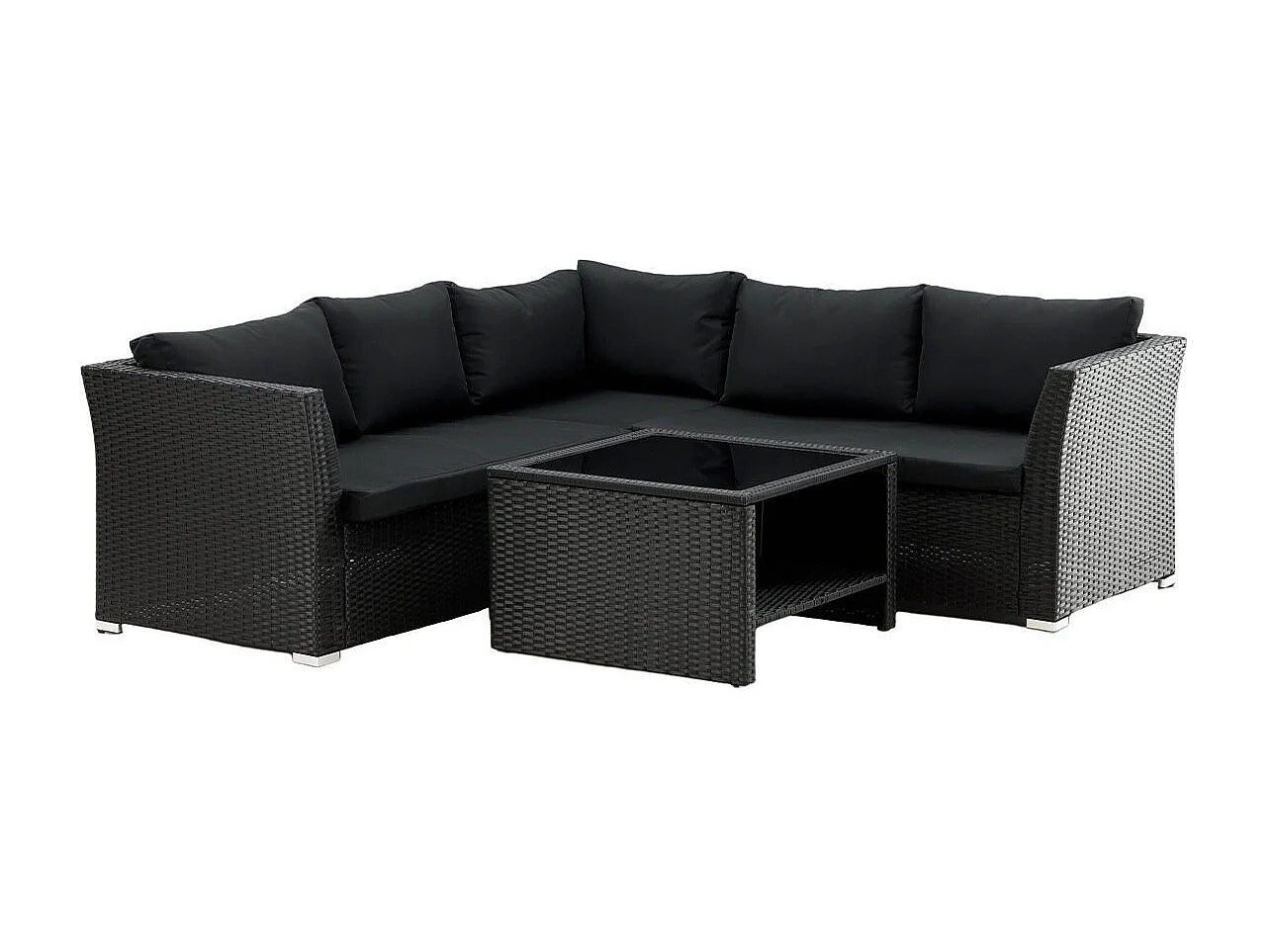 Salon d'Angle de Jardin "Haiti" 194cm Noir