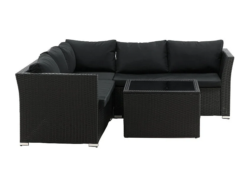 Salon d'Angle de Jardin "Haiti" 194cm Noir