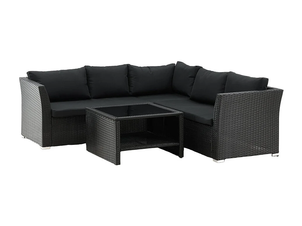 Salon d'Angle de Jardin "Haiti" 194cm Noir