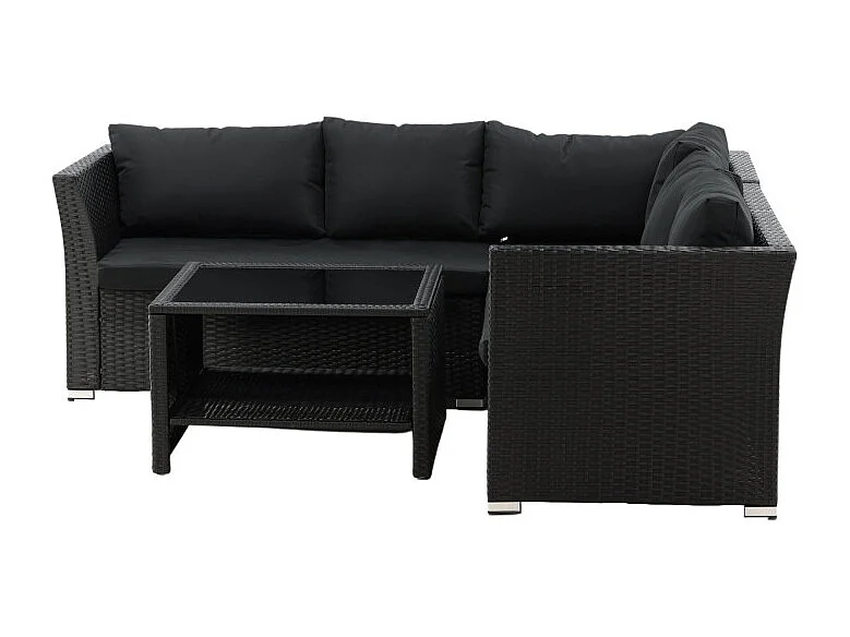 Salon d'Angle de Jardin "Haiti" 194cm Noir