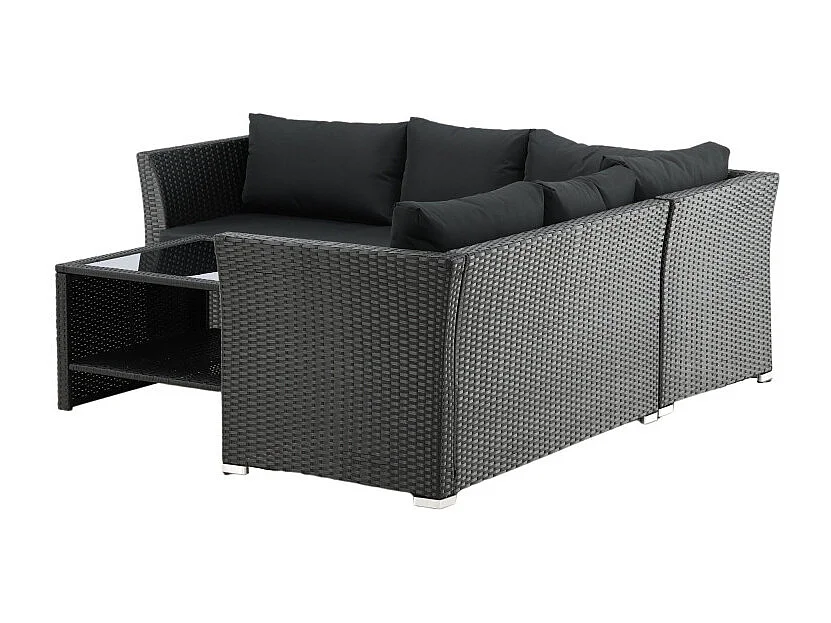 Salon d'Angle de Jardin "Haiti" 194cm Noir