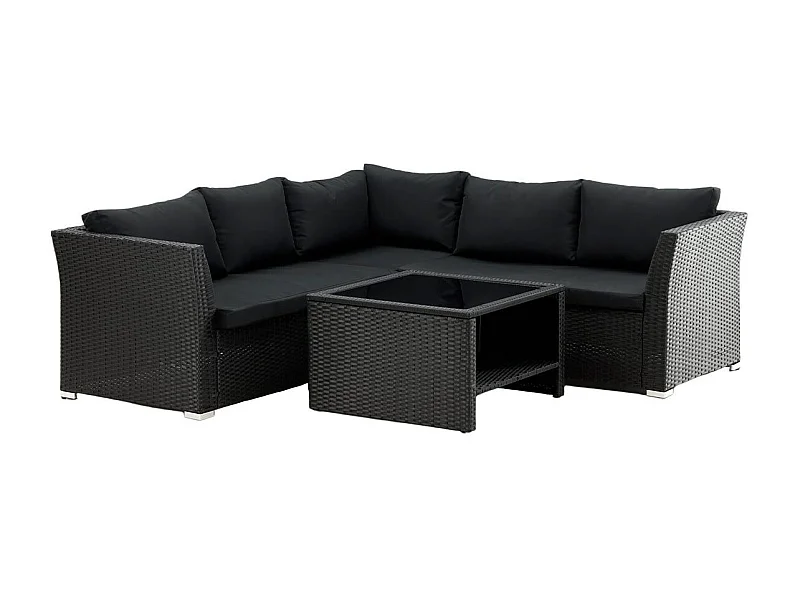 Salon d'Angle de Jardin "Haiti" 194cm Noir