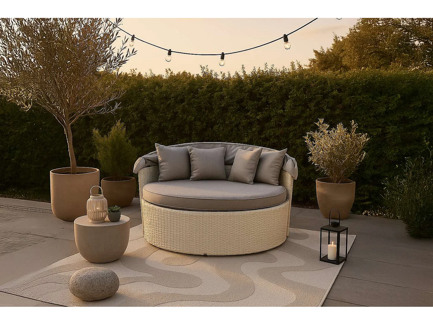 Salon de Jardin "Padova" 153cm Blanc