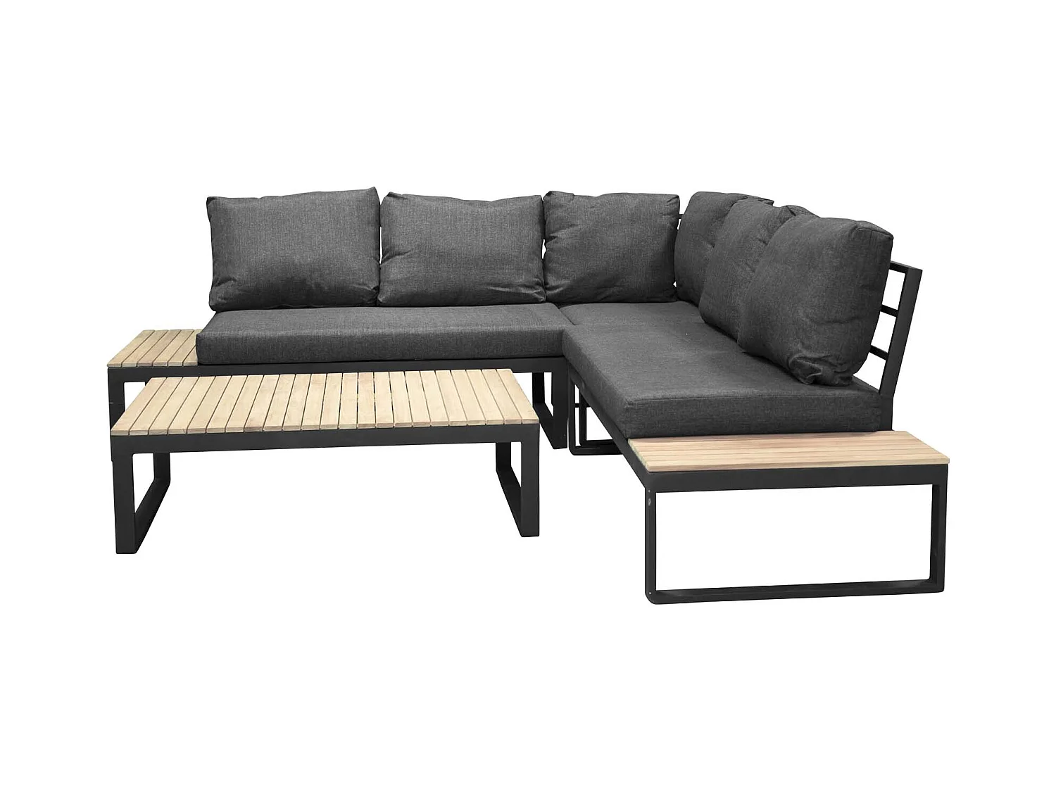 Salon d'Angle de Jardin "Panama" 225cm Noir