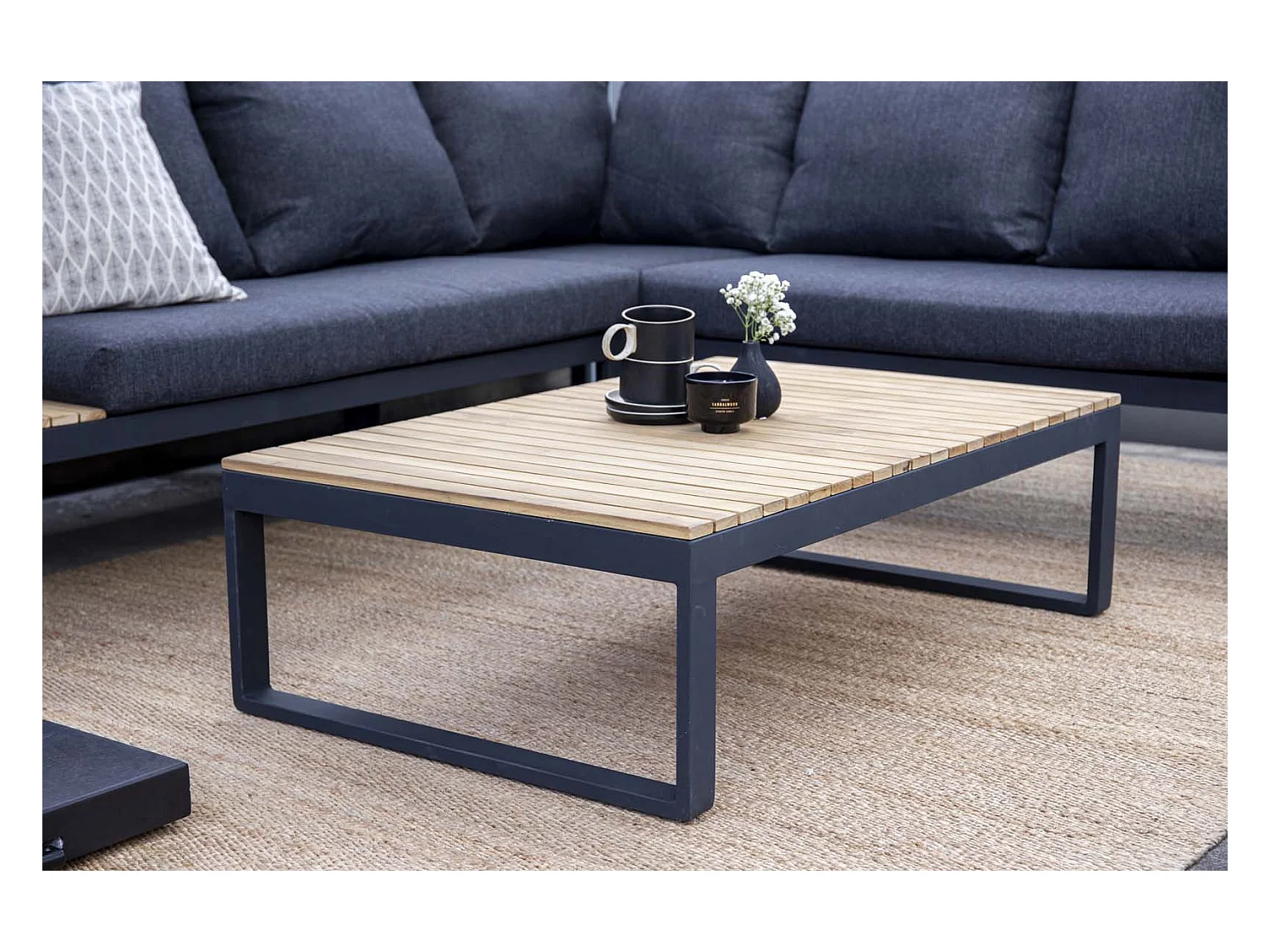 Salon d'Angle de Jardin "Panama" 225cm Noir