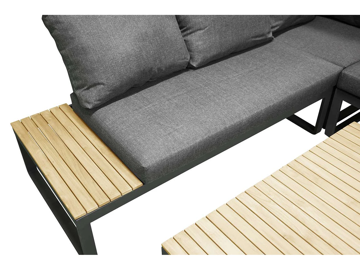 Salon d'Angle de Jardin "Panama" 225cm Noir