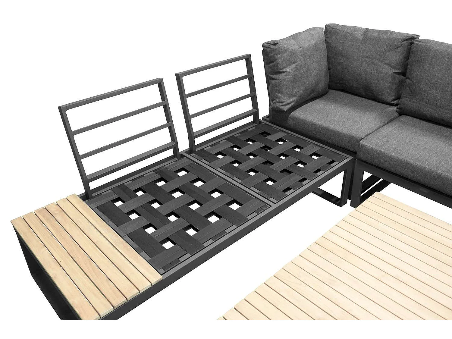 Salon d'Angle de Jardin "Panama" 225cm Noir