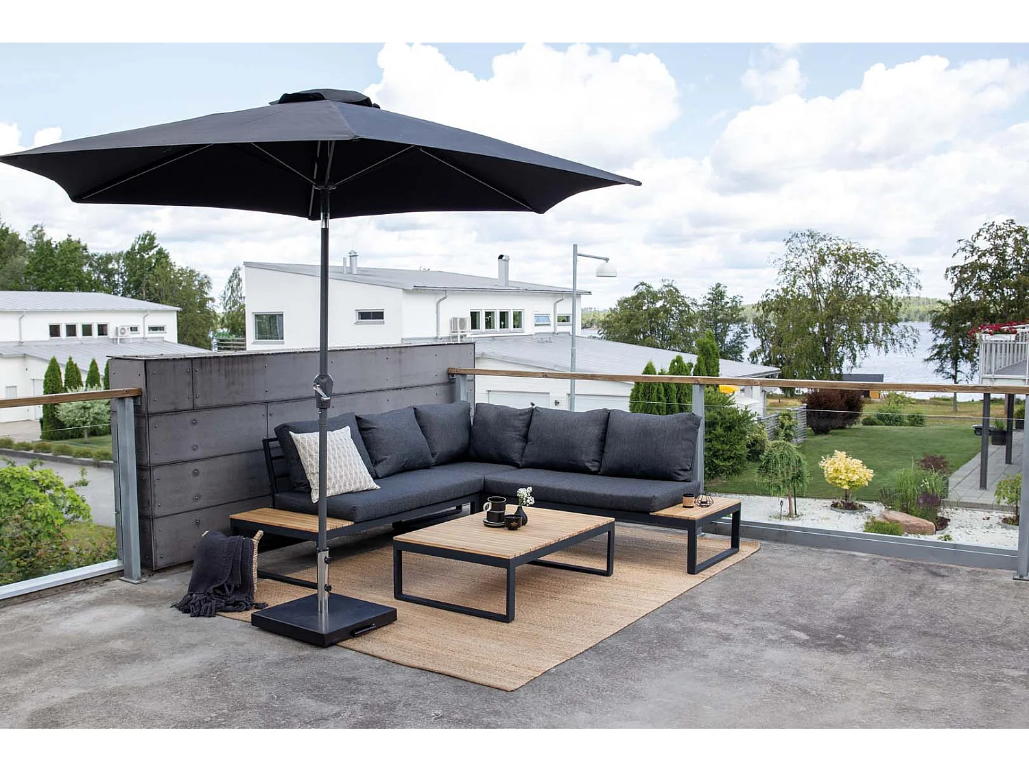 Panama Lounge-Set 2 Teile grau,natur.