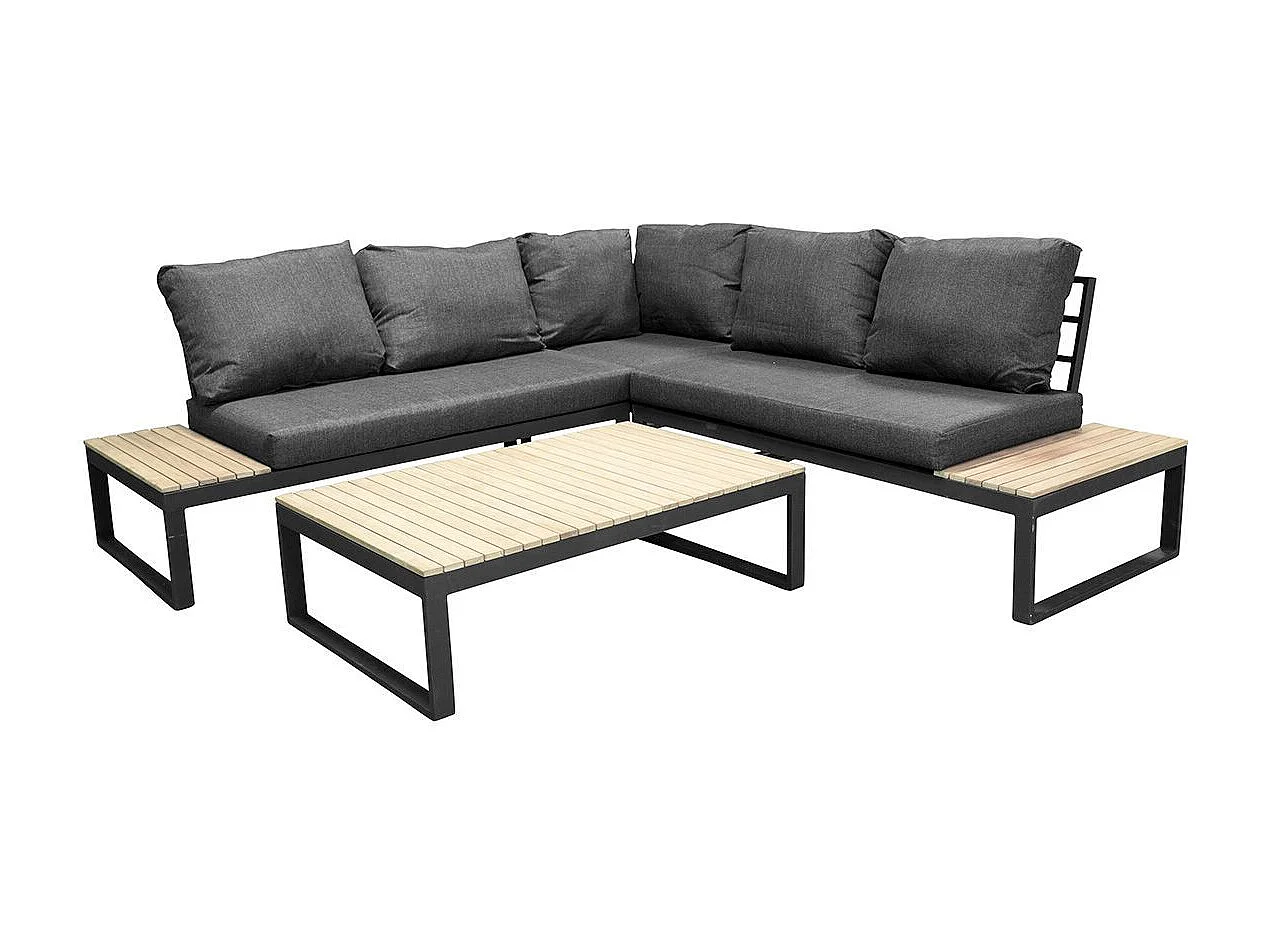 Salon d'Angle de Jardin "Panama" 225cm Noir