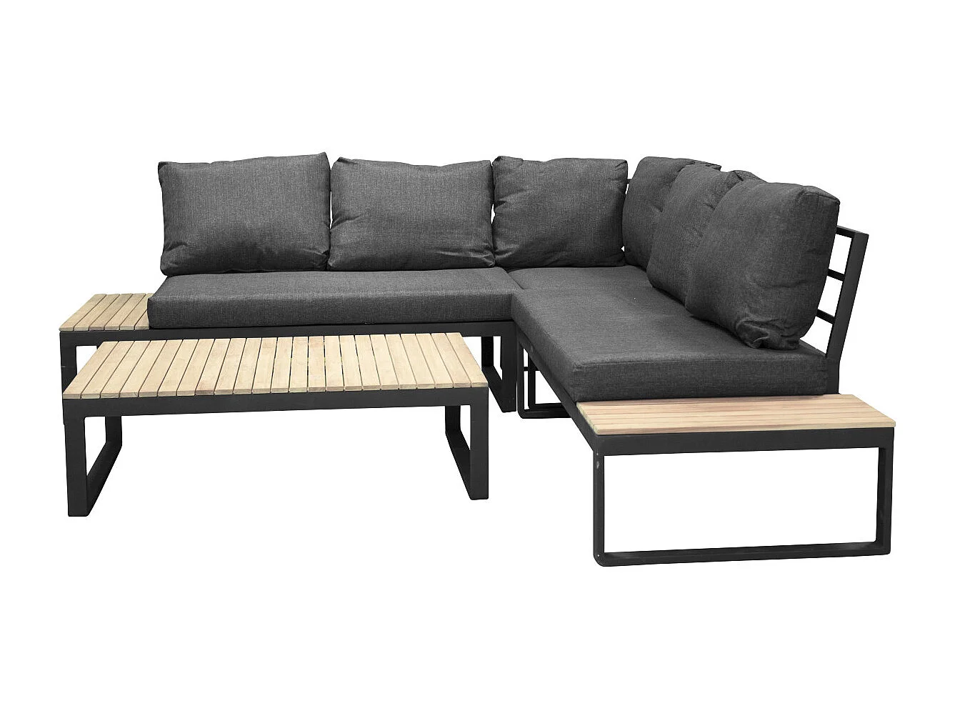 Salon d'Angle de Jardin "Panama" 225cm Noir