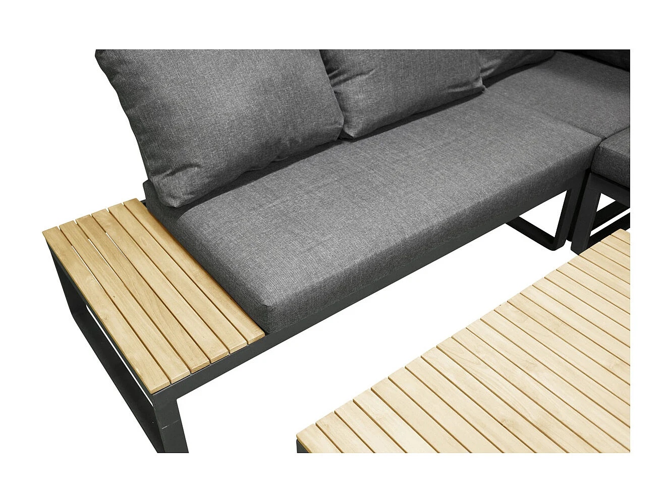 Salon d'Angle de Jardin "Panama" 225cm Noir