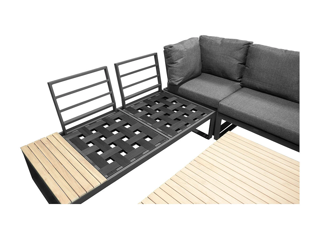 Salon d'Angle de Jardin "Panama" 225cm Noir