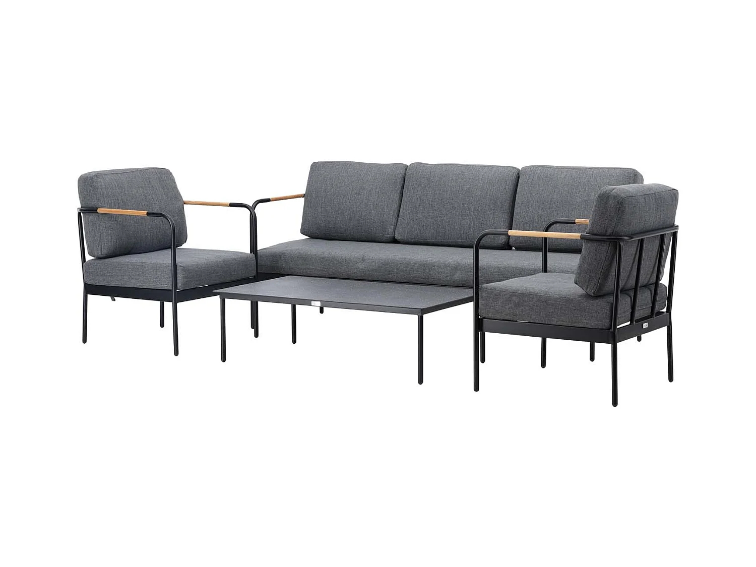 Salon de Jardin 5 Places "Pehnna" 210cm Gris