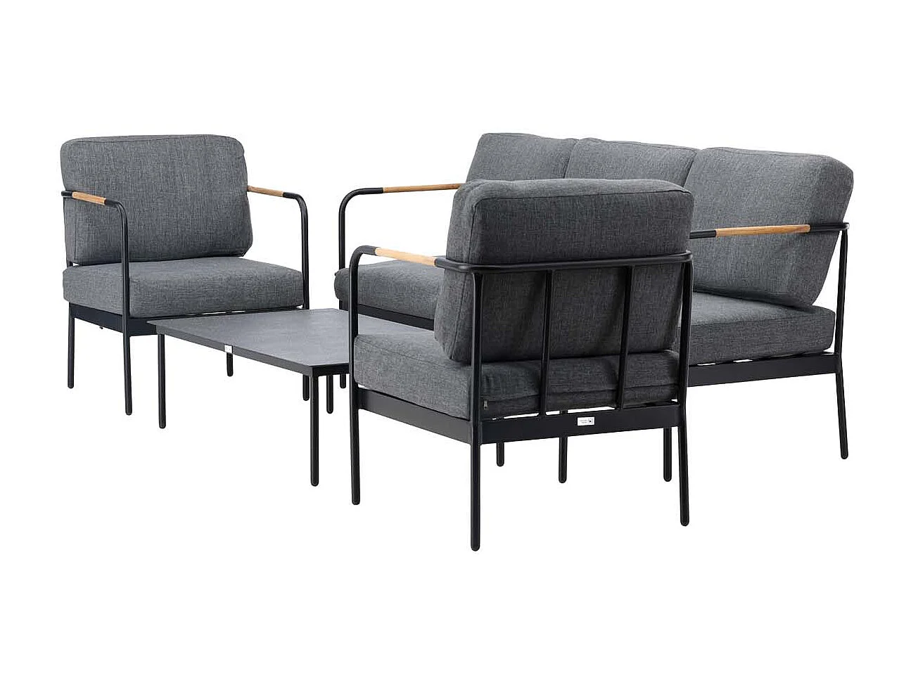 Salon de Jardin 5 Places "Pehnna" 210cm Gris