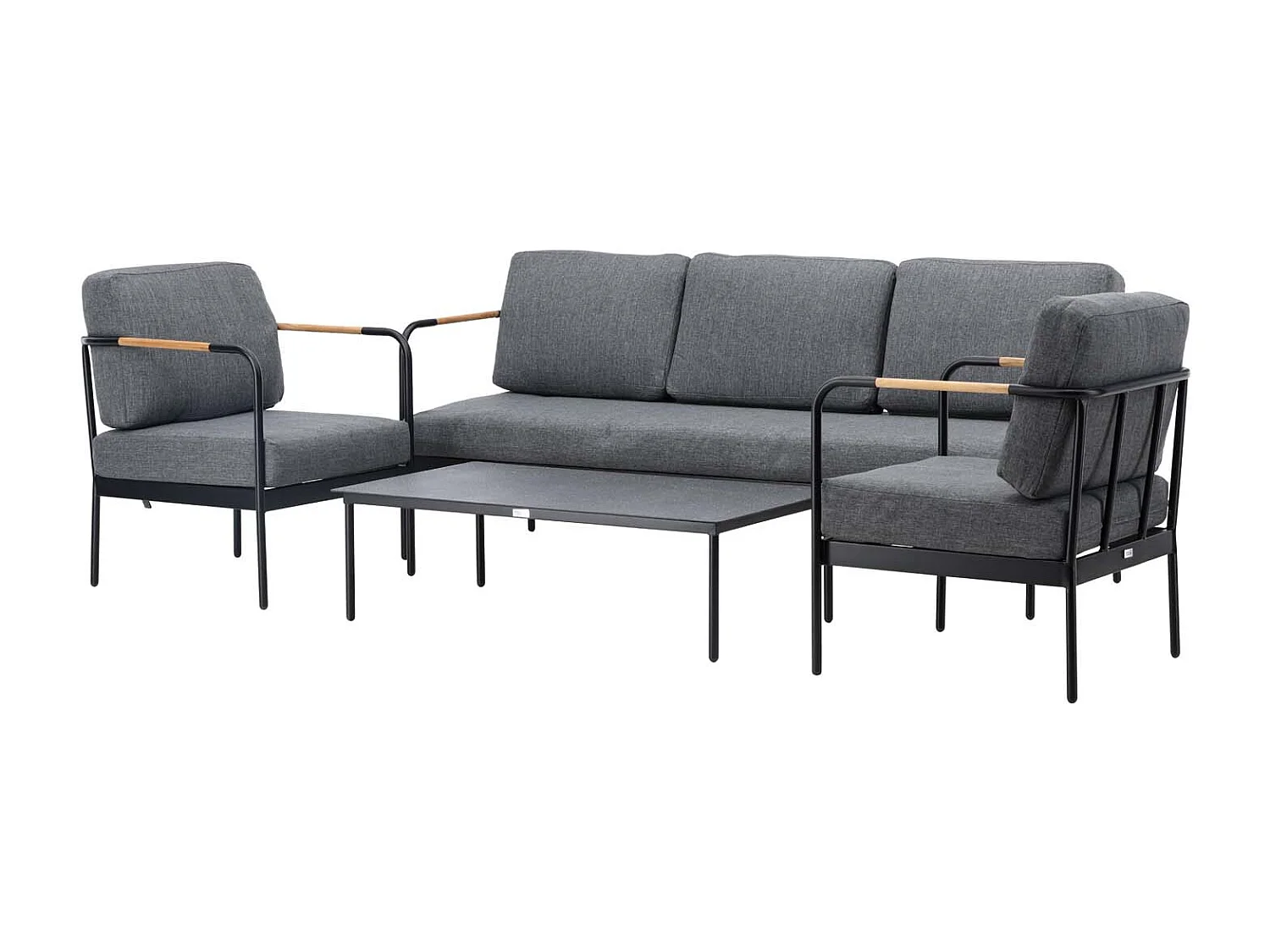 Salon de Jardin 5 Places "Pehnna" 210cm Gris