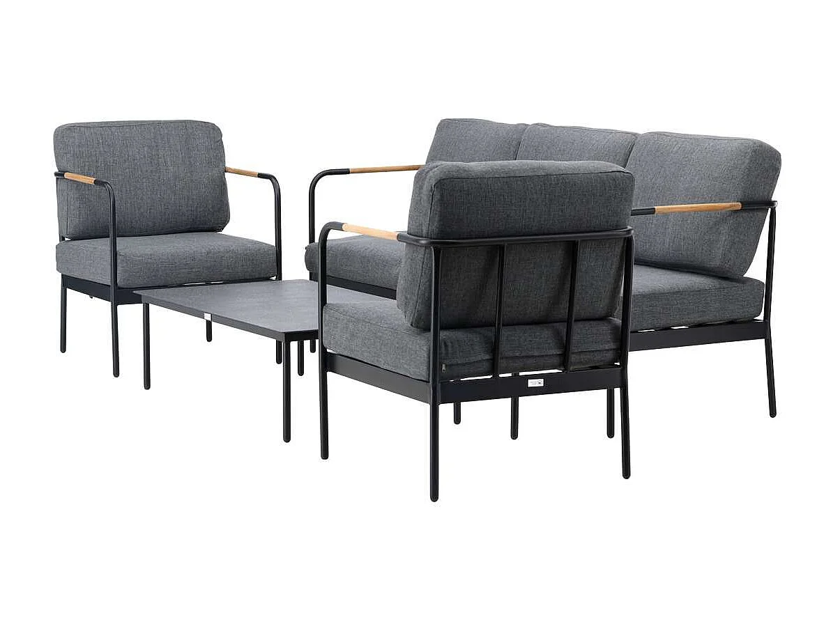 Salon de Jardin 5 Places "Pehnna" 210cm Gris