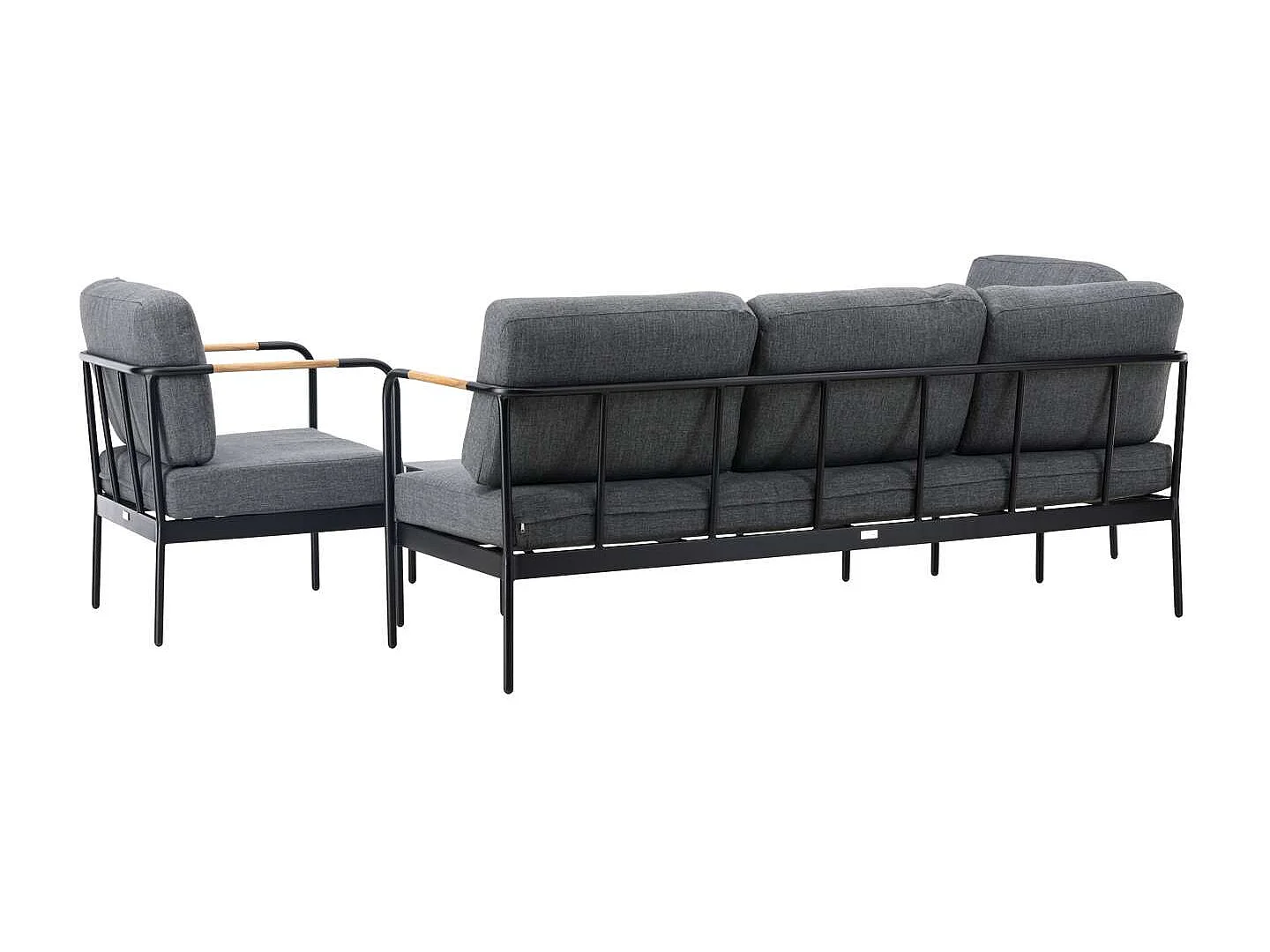 Salon de Jardin 5 Places "Pehnna" 210cm Gris