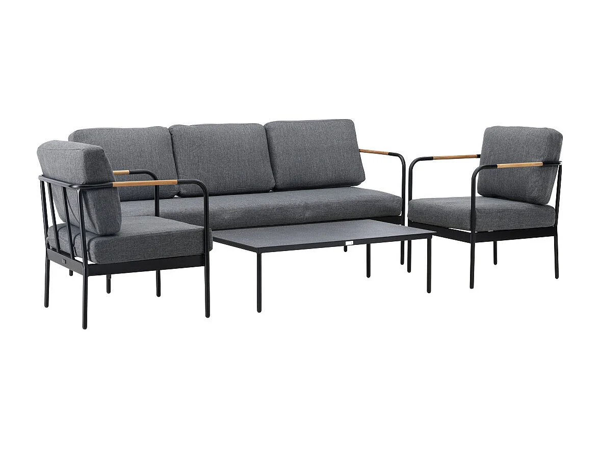 Salon de Jardin 5 Places "Pehnna" 210cm Gris