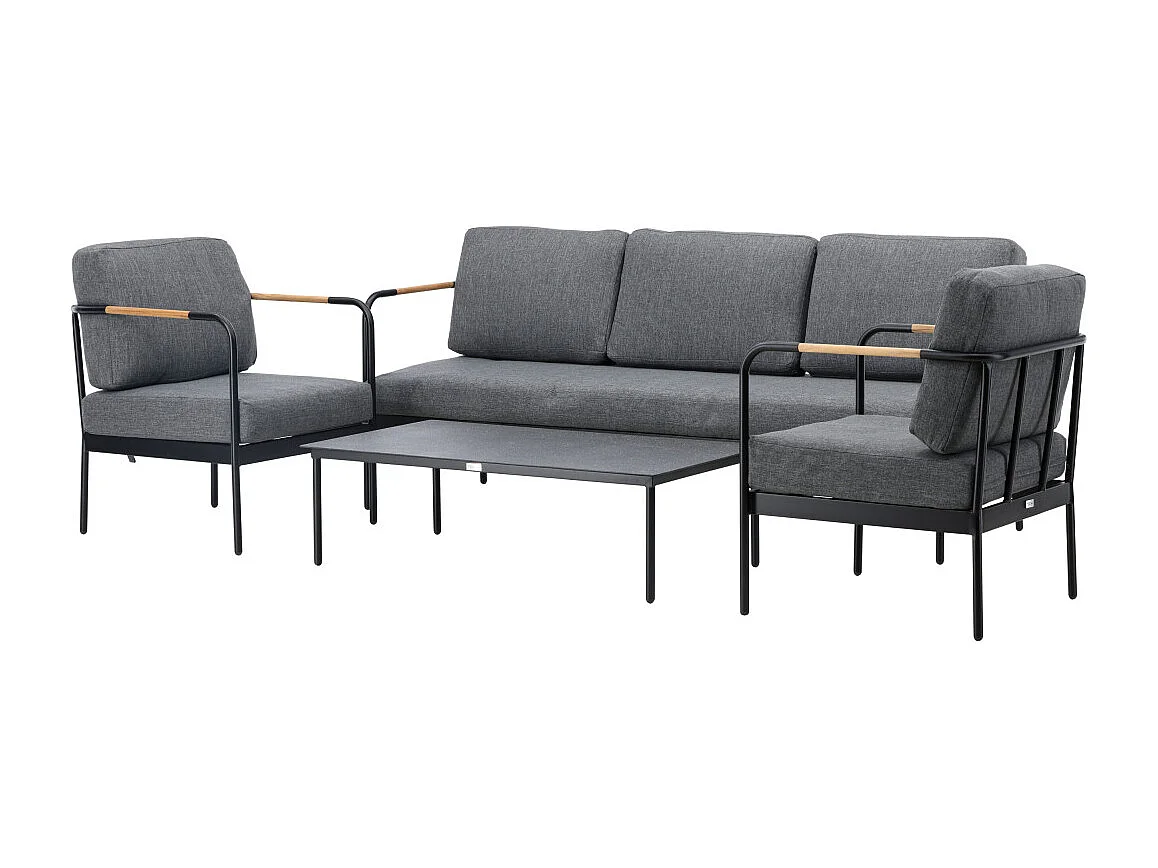 Salon de Jardin 5 Places "Pehnna" 210cm Gris