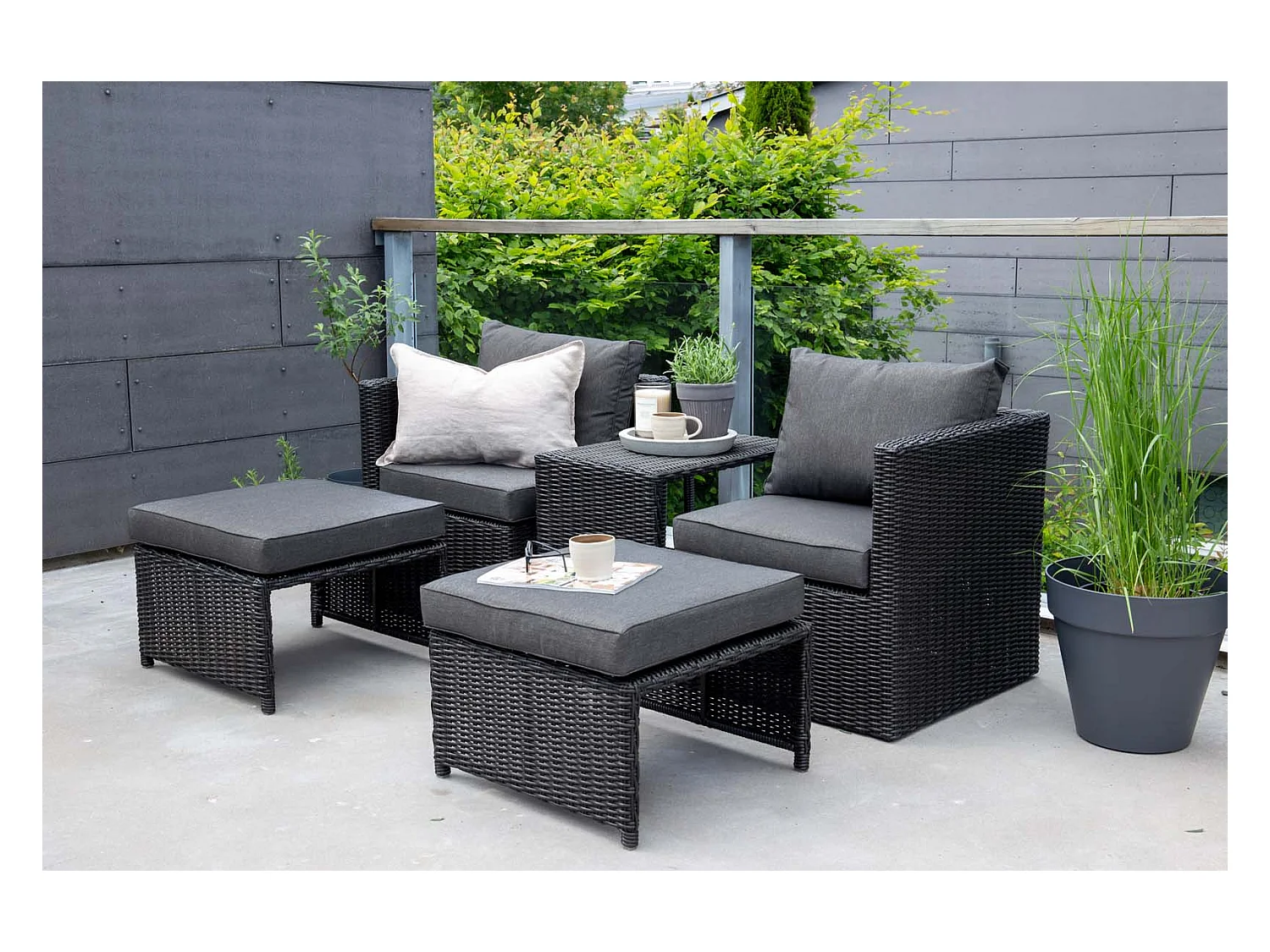 Salon de Jardin "Quad" 66cm Noir