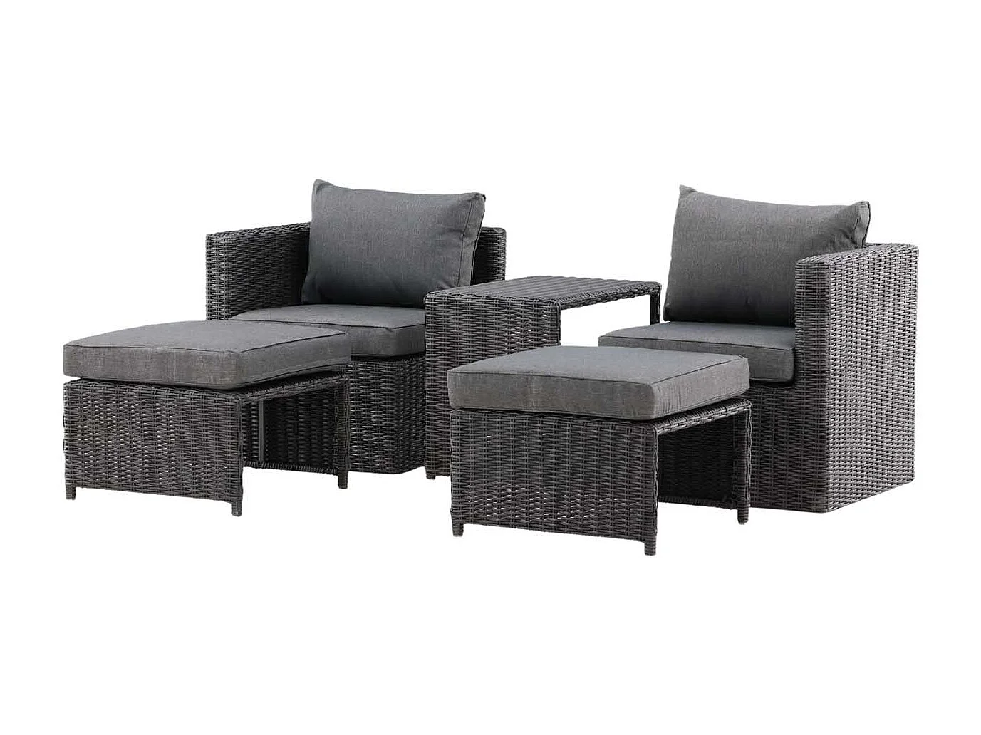 Quad loungeset 5 delen zwart.