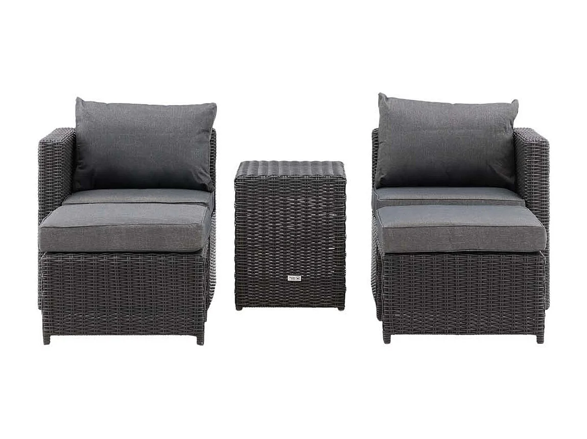 Quad loungeset 5 delen zwart.