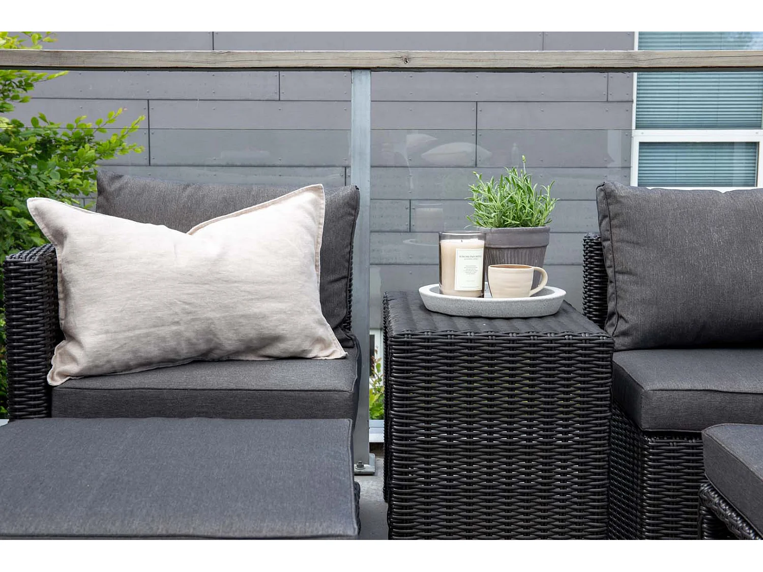 Quad loungeset 5 delen zwart.