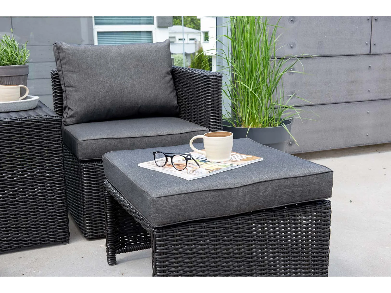 Quad loungeset 5 delen zwart.