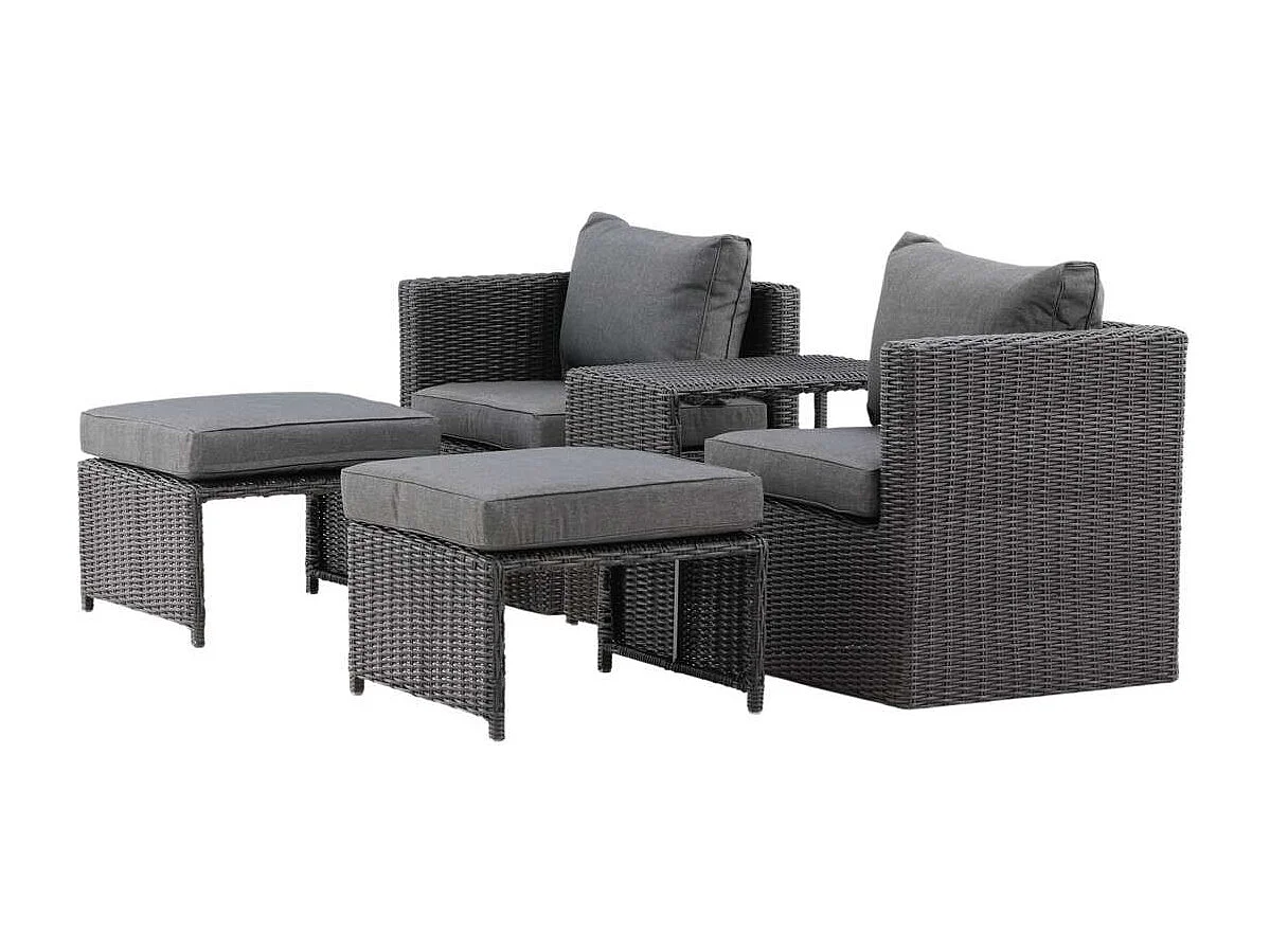 Quad loungeset 5 delen zwart.