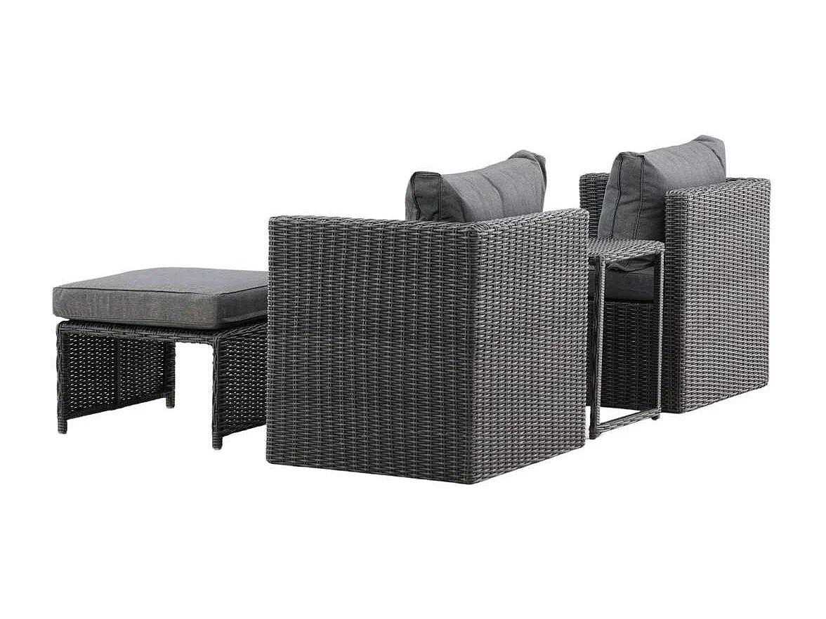 Quad loungeset 5 delen zwart.