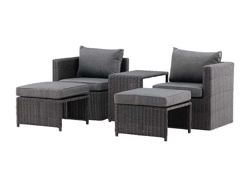 Quad loungeset 5 delen zwart.