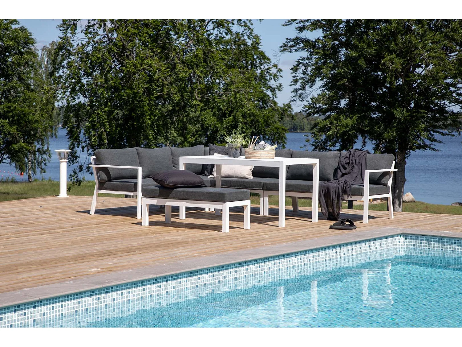 Salon d'Angle de Jardin "Ramos" 294cm Blanc