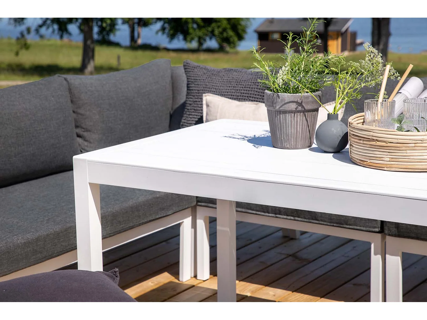 Salon d'Angle de Jardin "Ramos" 294cm Blanc