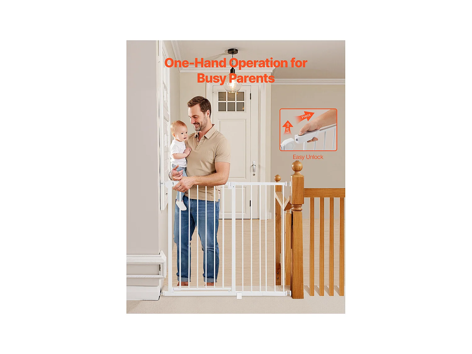 Barrière de Sécurité Animaux, SucceBuy Barrière de Sécurité Extensible pour Chiens LxH 65-101,6x91,4 cm Blanc