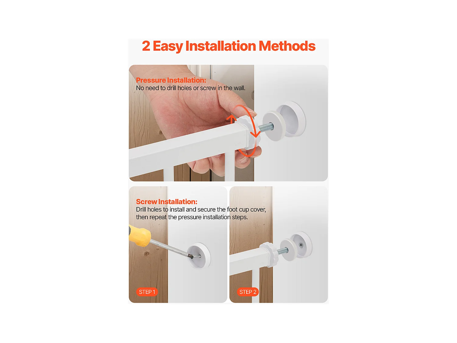 Barrière de Sécurité Animaux, SucceBuy Barrière de Sécurité Extensible pour Chiens LxH 65-101,6x91,4 cm Blanc