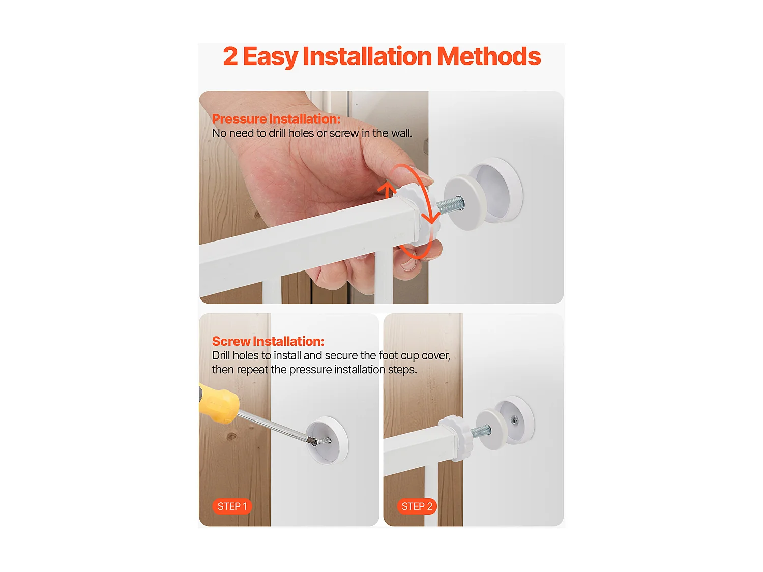 Puerta de Seguridad para Mascotas, SucceBuy Extensible 65 - 101,6 x 91,4 cm Color Blanco