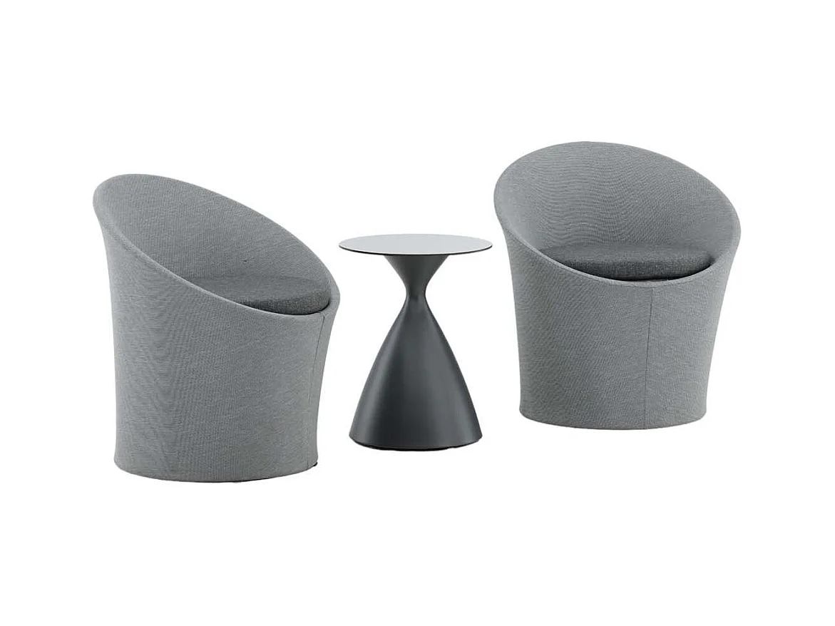 Salon de Jardin Design "Spoga" 73cm Gris & Noir