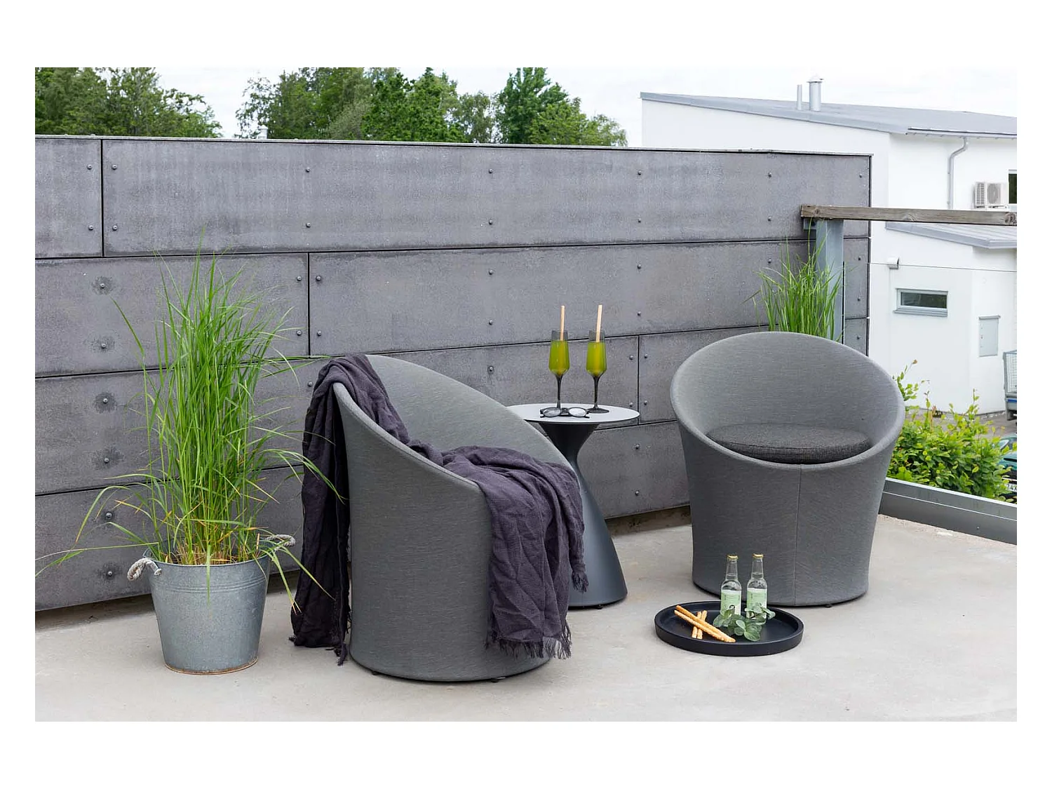 Salon de Jardin Design "Spoga" 73cm Gris & Noir